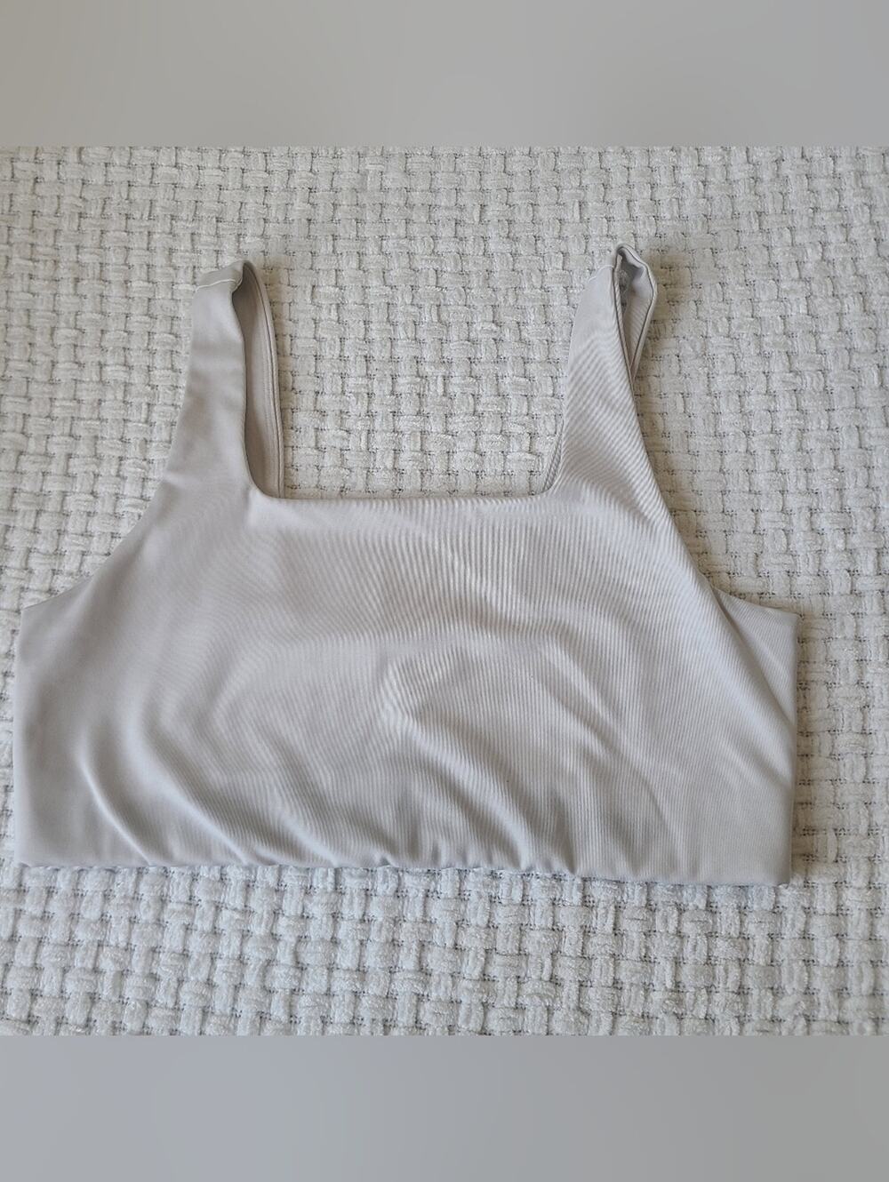 Girlfriend Collective Women's Square Neck Tank Crop Top Light Beige Size M